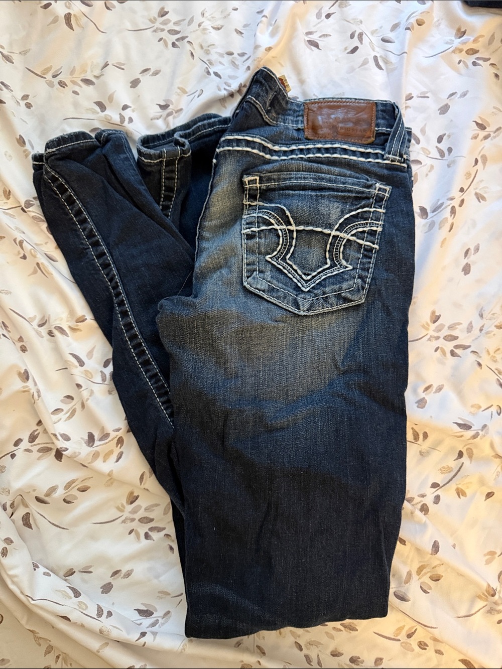 Big Star Women's Dark Blue Skinny Jeans with Contrast Stitching